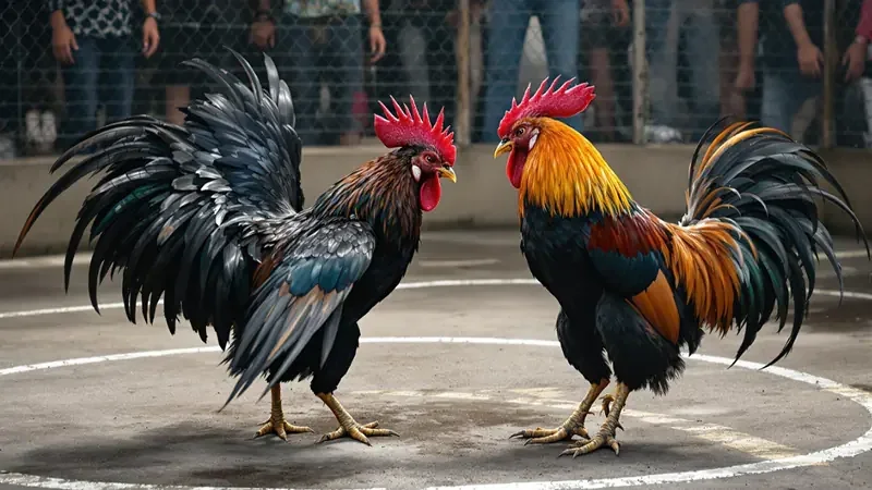 Tampilan visual pertandingan adu ayam untuk area permainan 888IDR